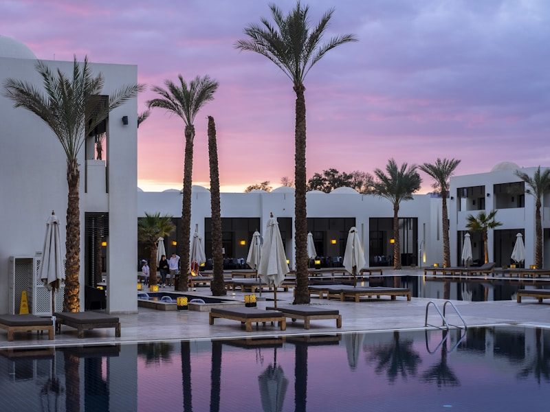 Luxurious hotel pool area