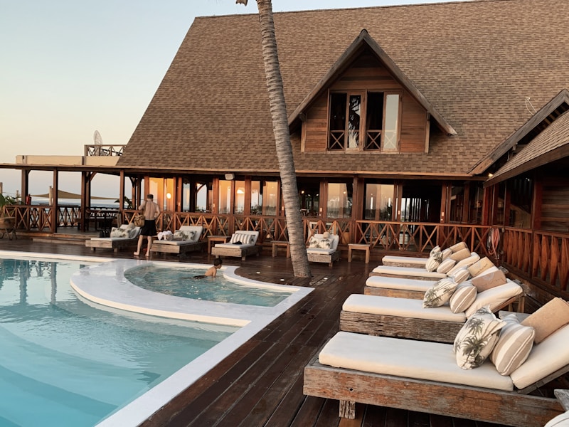 Luxurious hotel pool area